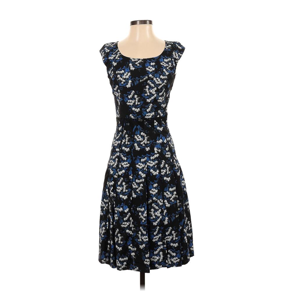 ZAC Zac Posen Designer Blue Graphic Floral Sleeveless Fit & Flare Dress Size 2